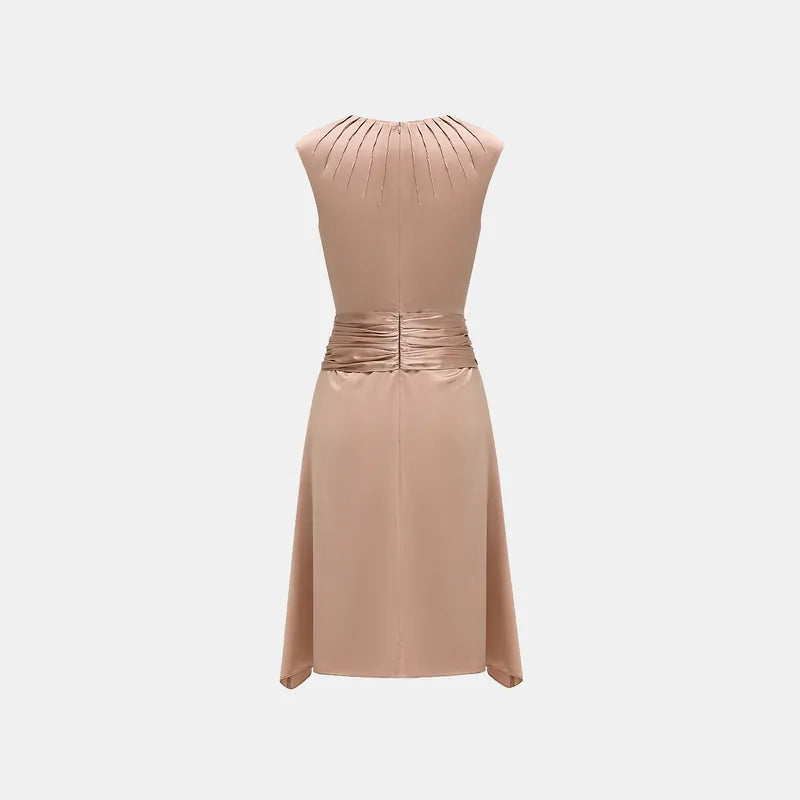 ”Date night elegance” 真絲不規則立體剪裁洋裝 —銅金