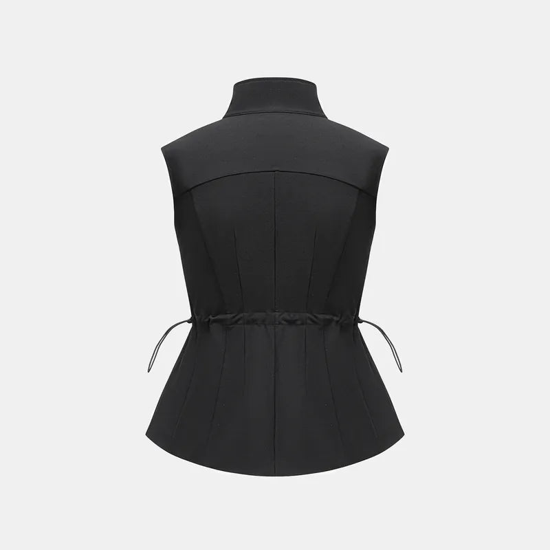 "Essential Golf Collection" High-Tech Sun Protection (UV 50+) Fabric Zipper Waist Vest - Black 