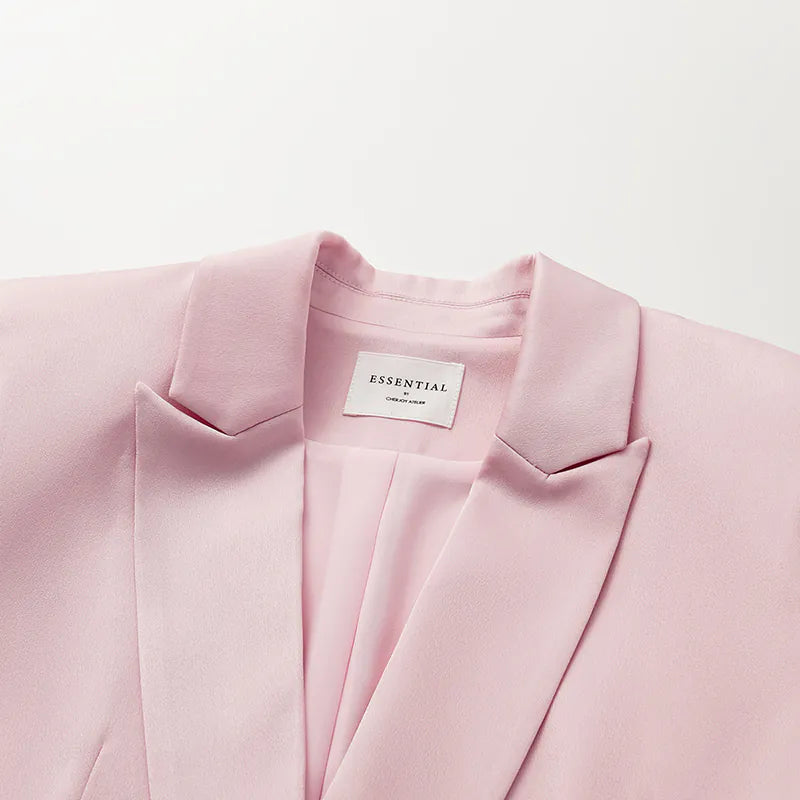 "British Elegance" Oversized Suit Jacket - Cherry Blossom Pink