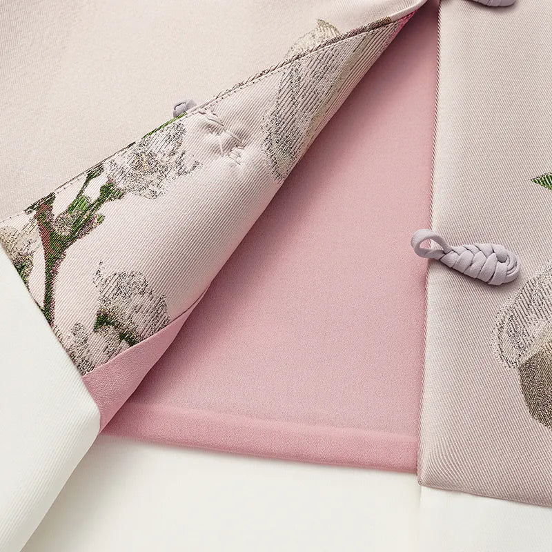 "Imperial Garden Teatime" Italian jacquard fabric patchwork vest short vest - Magnolia 