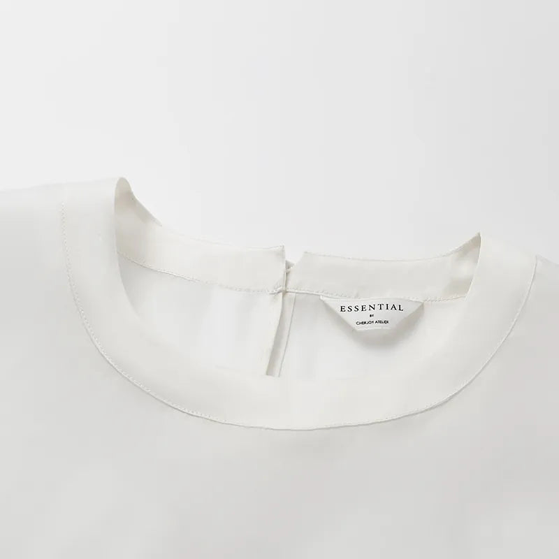 "Easy-Go Chic" silk organza oversized top — White 