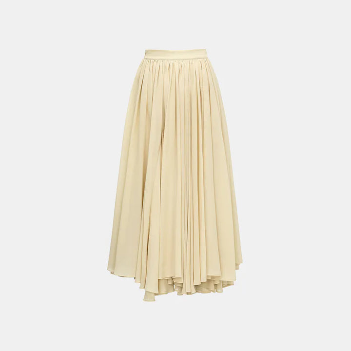 “Easy-Go Chic”  雪紡超大百褶不規則裙 — 沙色