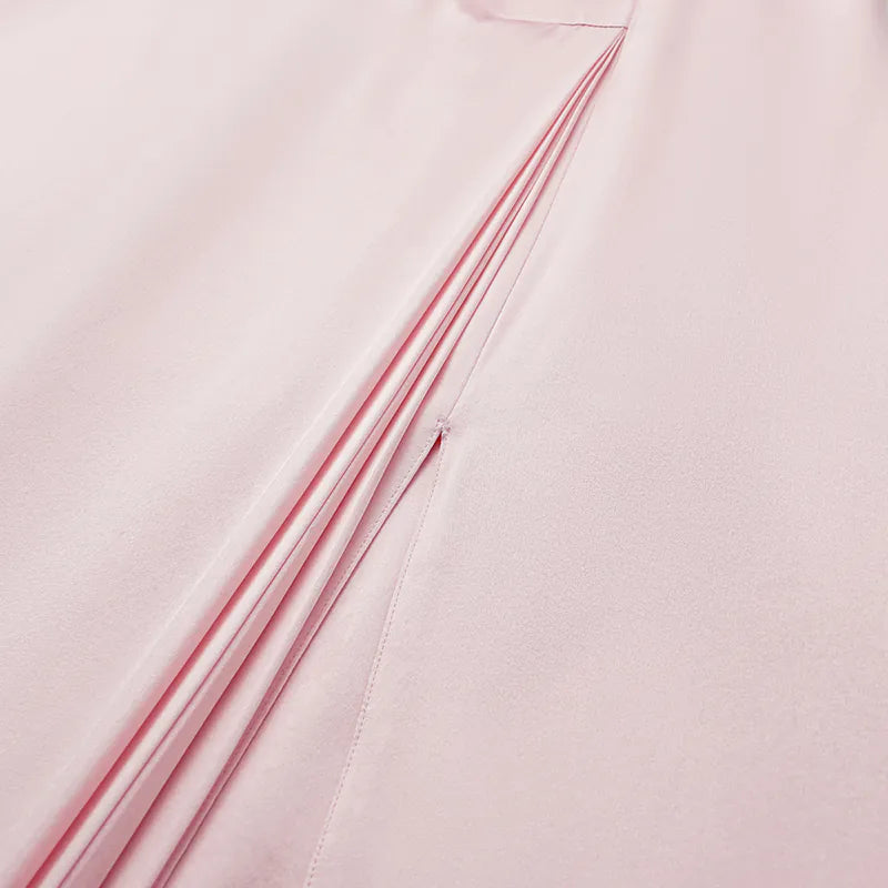 “茶宴” 100%真絲新中式旗袍洋裝 — 櫻花粉