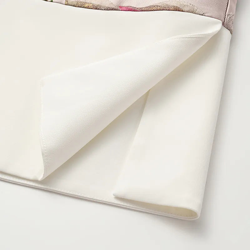 "Imperial Garden Teatime" Italian jacquard fabric patchwork vest short vest - Magnolia 