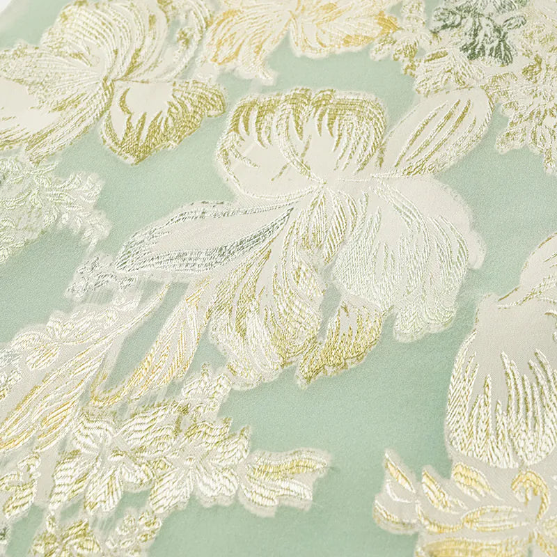 "Imperial Garden Teatime" Silk Brocade Embroidered Chinese Vest - Mint Green 