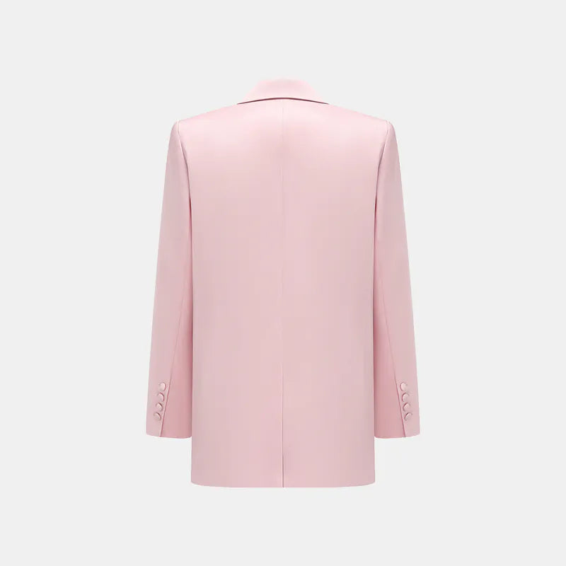 "British Elegance" Oversized Suit Jacket - Cherry Blossom Pink