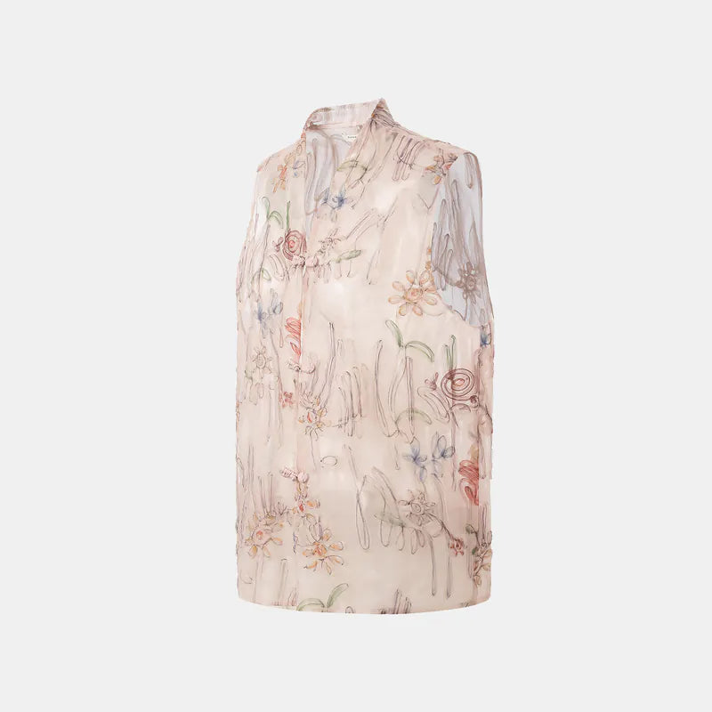 "Gallery Hours" Italian 3D painted lace vest 