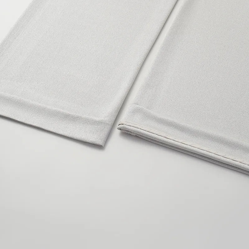 “Easy Go Chic” 醋酸針織面料直腿褲 — 銀白