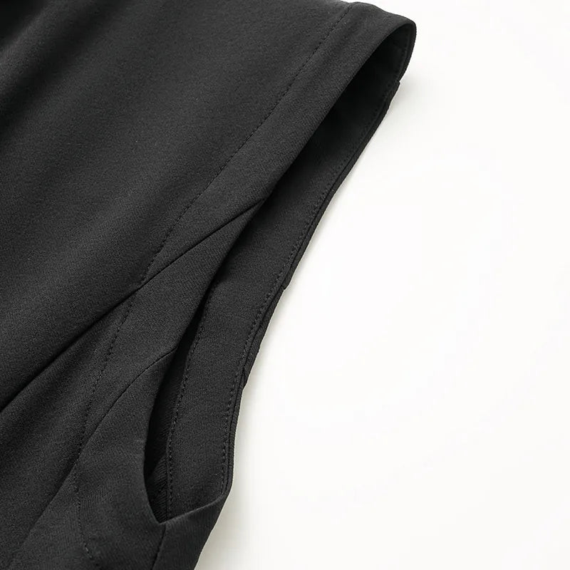 "Essential Golf Collection" High-Tech Sun Protection (UV 50+) Fabric Zipper Waist Vest - Black 