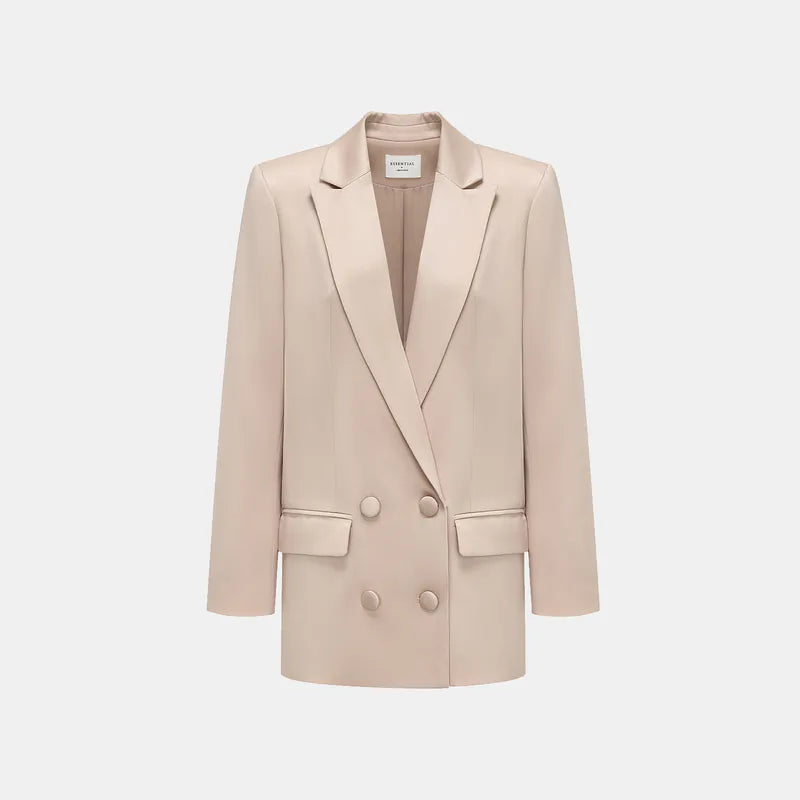 “英式優雅” Oversized西裝外套— 裸色