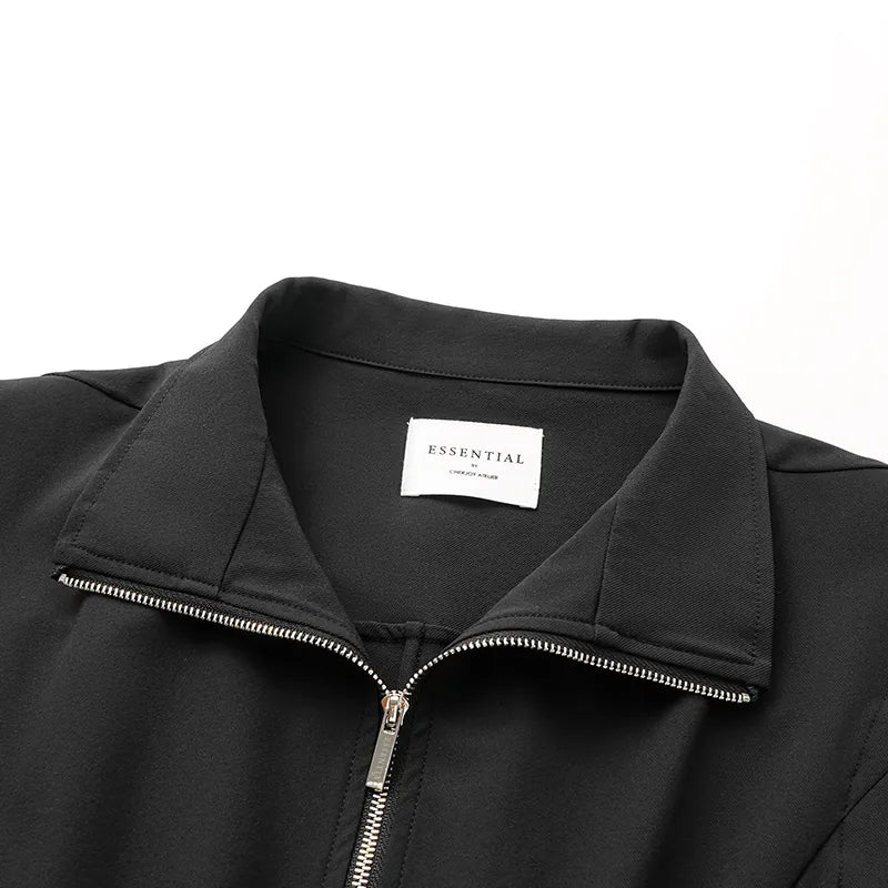 "Essential Golf Collection" High-Tech Sun Protection (UV 50+) Fabric Zipper Waist Vest - Black 