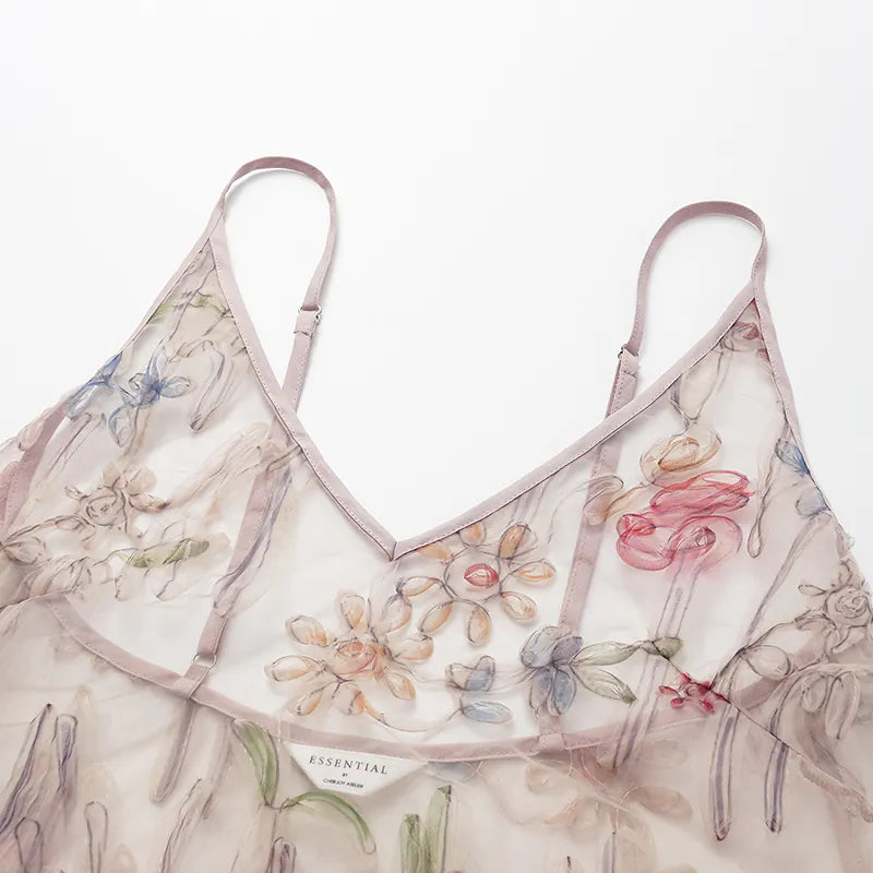 “Gallery Hours ” 義大利立體彩繪蕾絲細肩帶背心