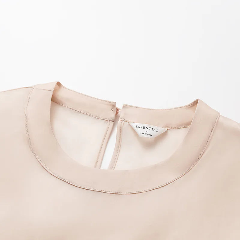 'Easy-Go Chic' silk organza oversized top — Nude 