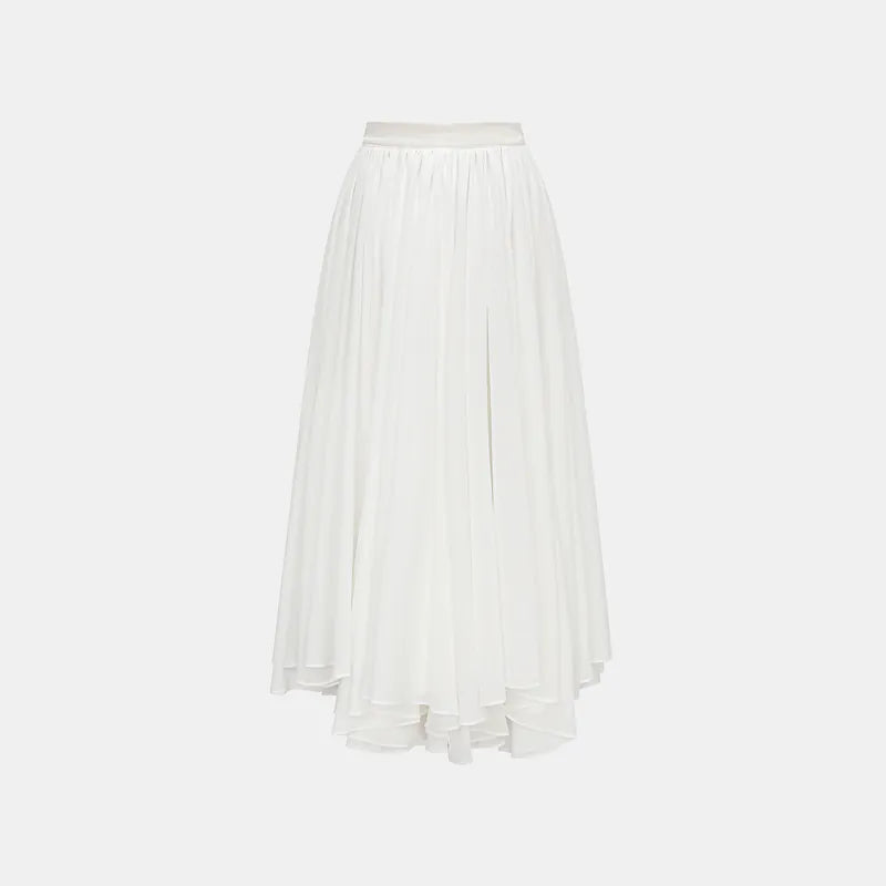 “Easy-Go Chic”  雪紡超大百褶不規則裙 — 白