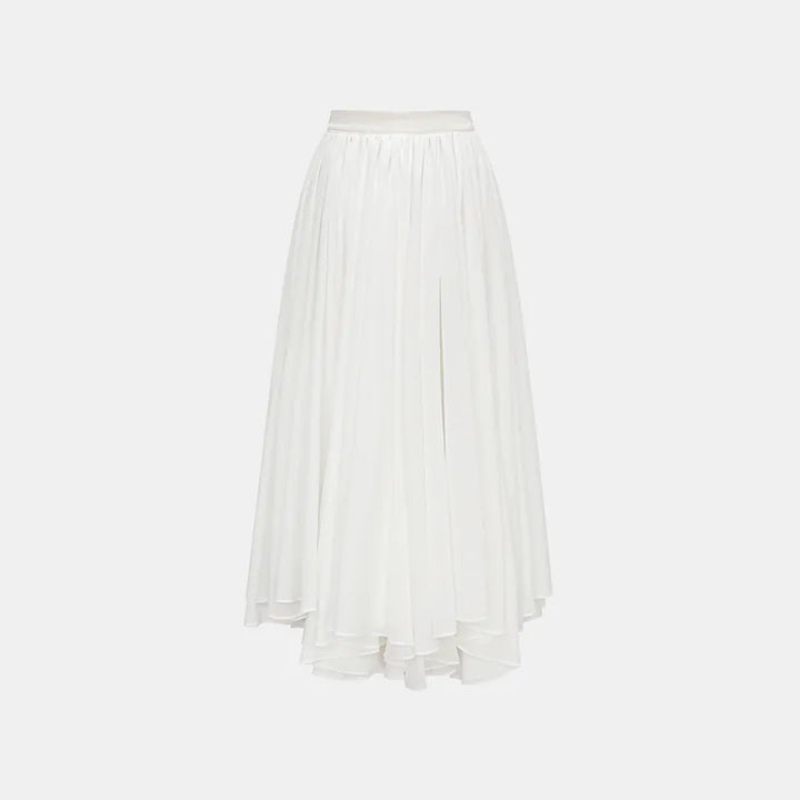 “Easy-Go Chic”  雪紡超大百褶不規則裙 — 白
