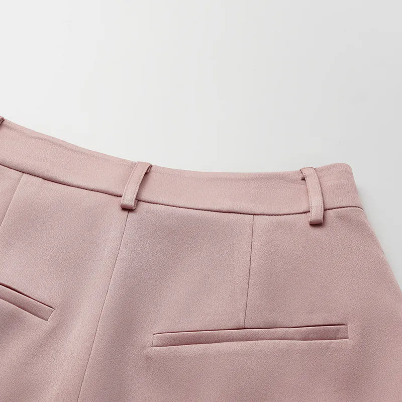 “英式優雅” 壓線西裝短褲— 乾燥玫瑰粉