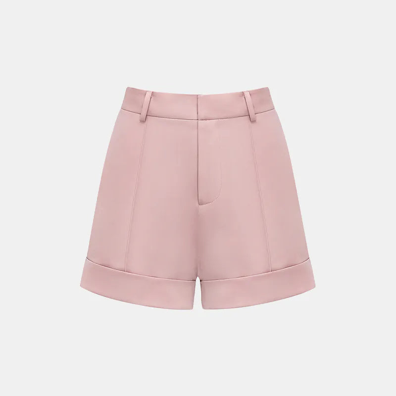 “英式優雅” 壓線西裝短褲— 乾燥玫瑰粉