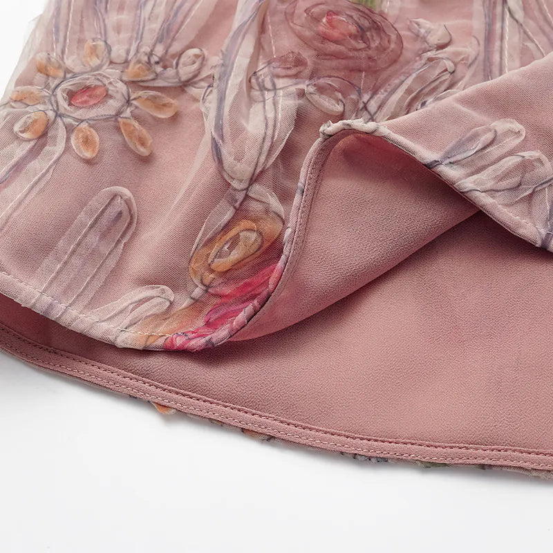 "Gallery Hours" Italian 3D painted lace shorts 