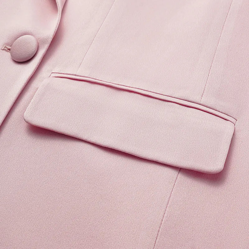 "British Elegance" Oversized Suit Jacket - Cherry Blossom Pink