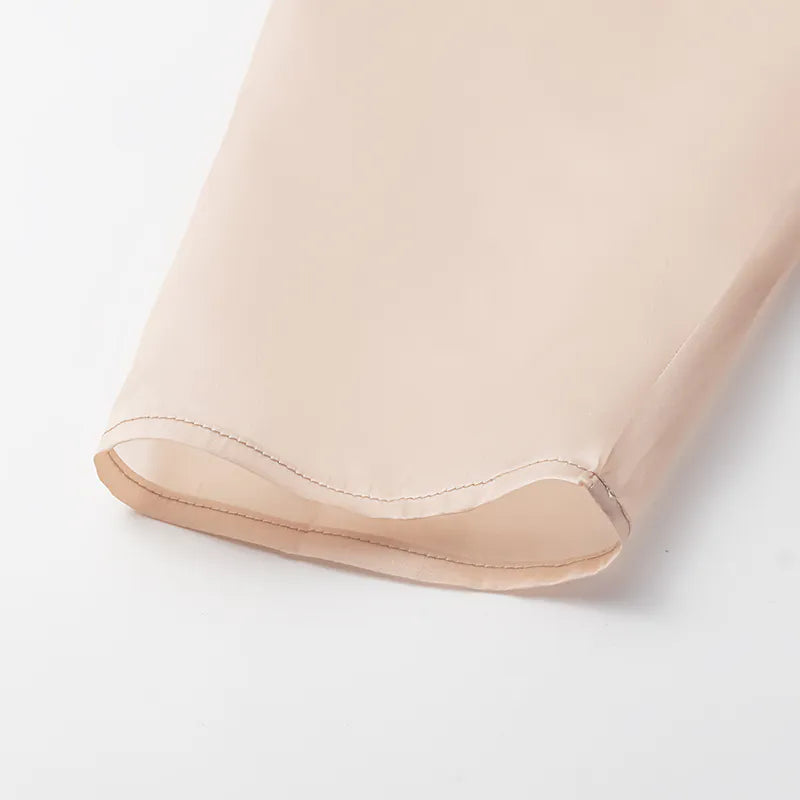 'Easy-Go Chic' silk organza oversized top — Nude 