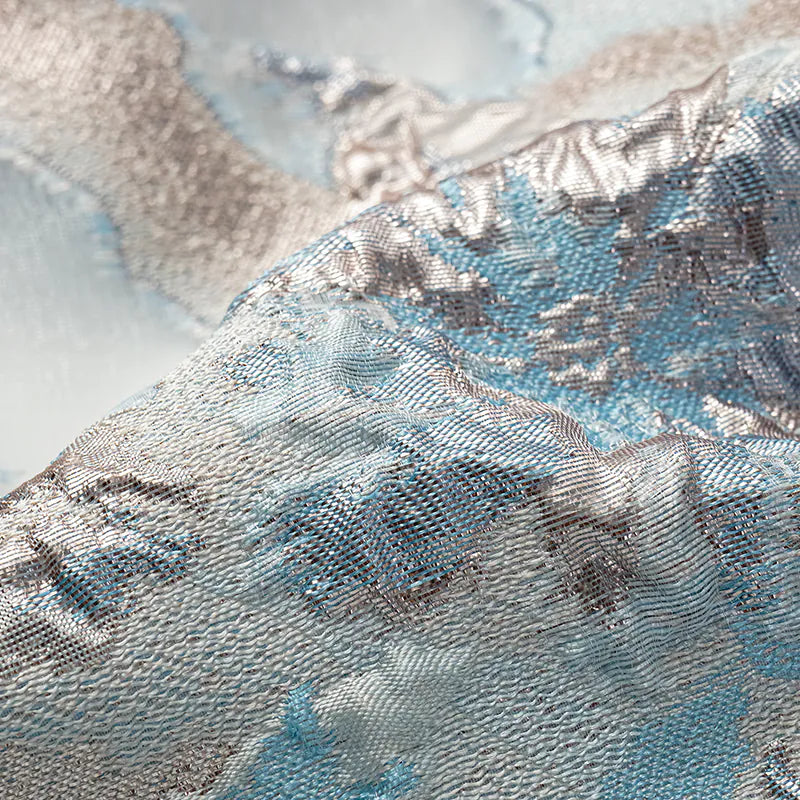 “春裳雅集”義大利緹花面料輕國風外套— 天藍