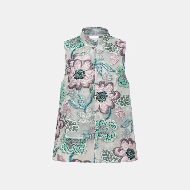 "Imperial Garden Teatime” 義大利提花國風馬甲背心 — 繁花盛夏