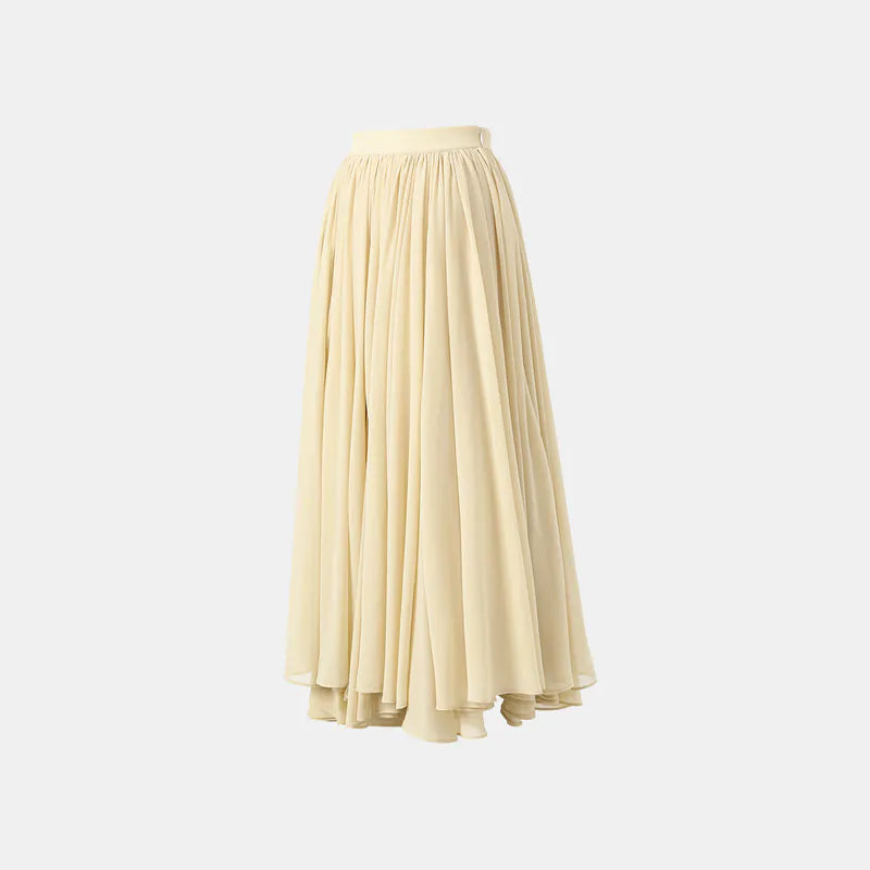 “Easy-Go Chic”  雪紡超大百褶不規則裙 — 沙色