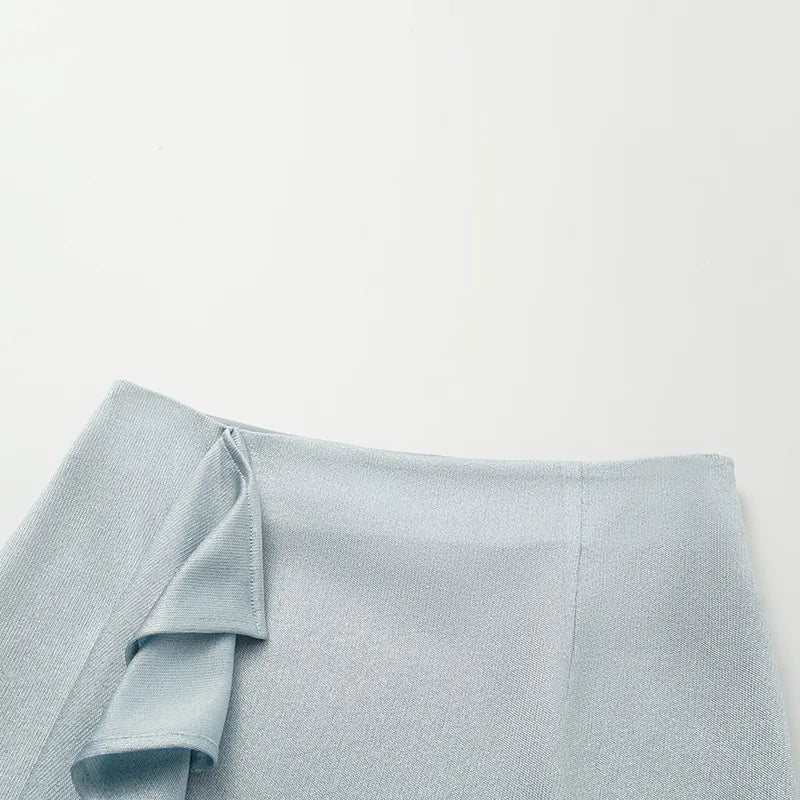 “Easy Go Chic” 醋酸針織面料特殊剪裁鉛筆裙 — 淺藍