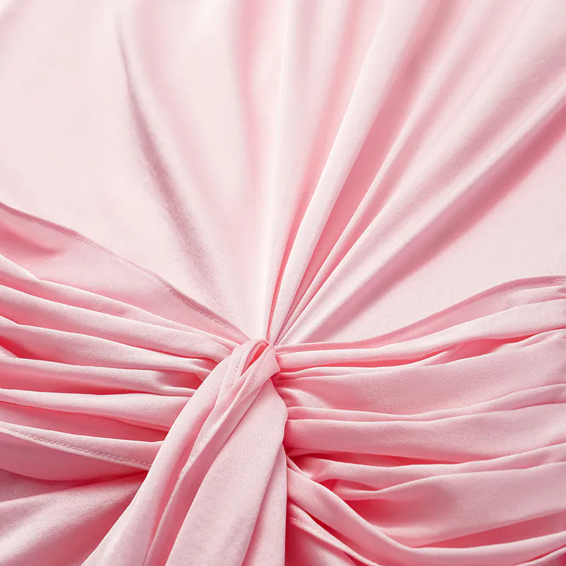 ”Date night elegance” 真絲不規則立體剪裁洋裝 —櫻花粉