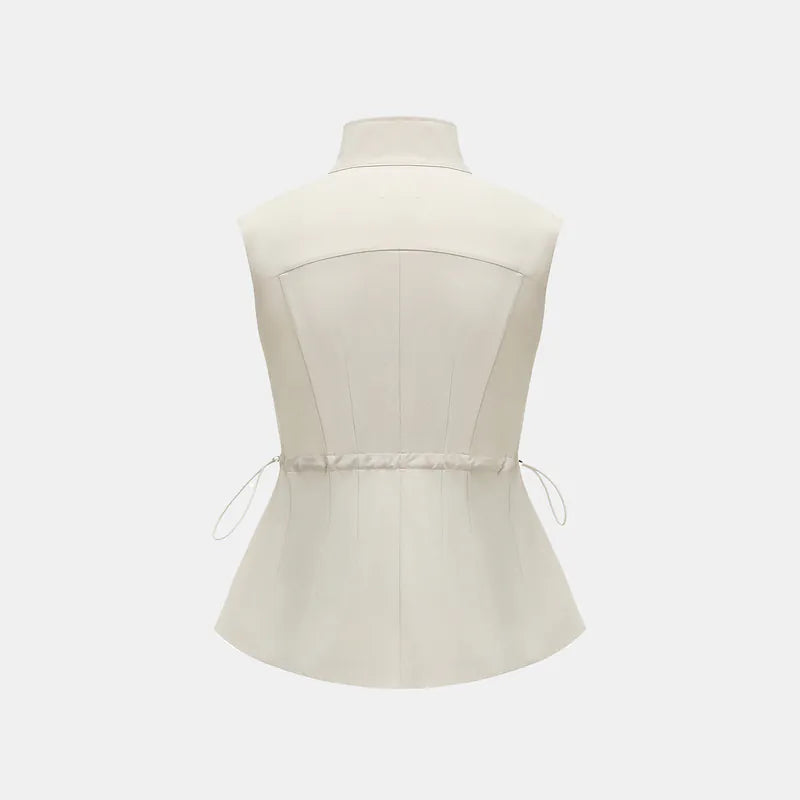 “Essential Golf Collection” 高科技防曬(UV 50+)面料拉鍊收腰背心 — 灰白