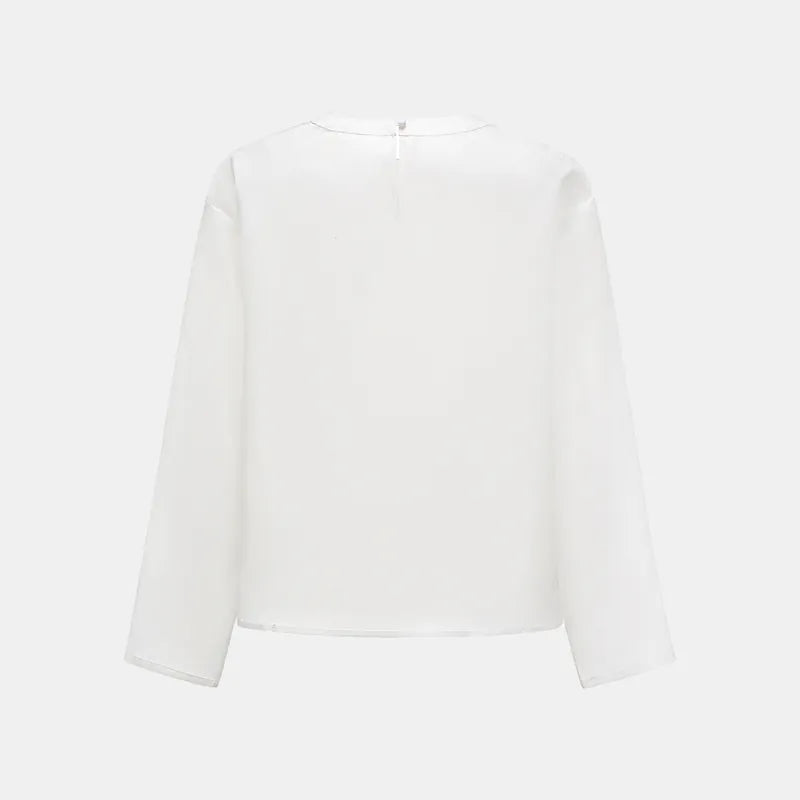 "Easy-Go Chic" silk organza oversized top — White 