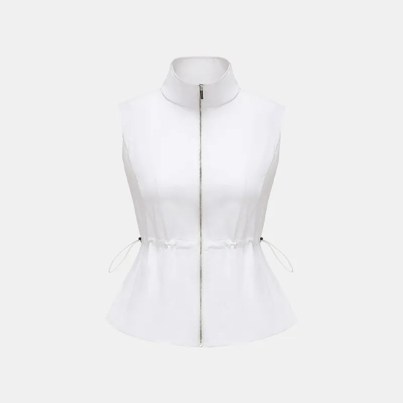 Essential Golf Collection High-Tech Sun Protection (UV 50+) Fabric Zipper Waist Vest - White 