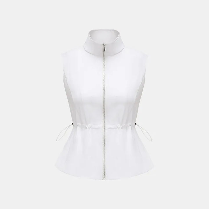 “Essential Golf Collection” 高科技防曬(UV 50+)面料拉鍊收腰背心 — 白