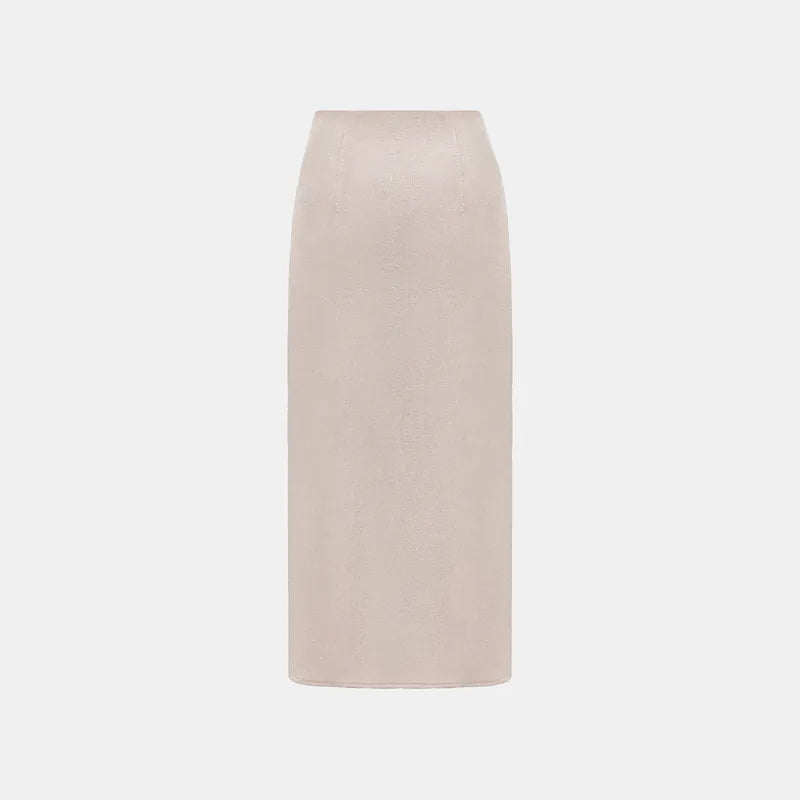 “Easy Go Chic” 醋酸針織面料特殊剪裁鉛筆裙 — 咖啡