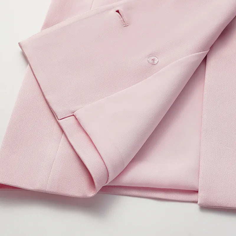 "British Elegance" Oversized Suit Jacket - Cherry Blossom Pink