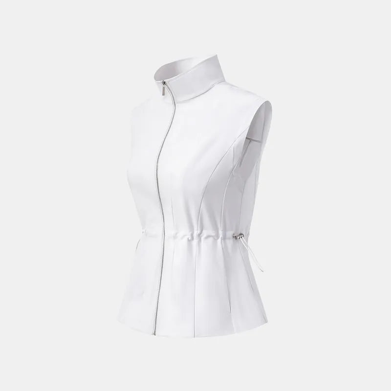 Essential Golf Collection High-Tech Sun Protection (UV 50+) Fabric Zipper Waist Vest - White 