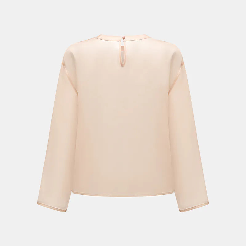 'Easy-Go Chic' silk organza oversized top — Nude 