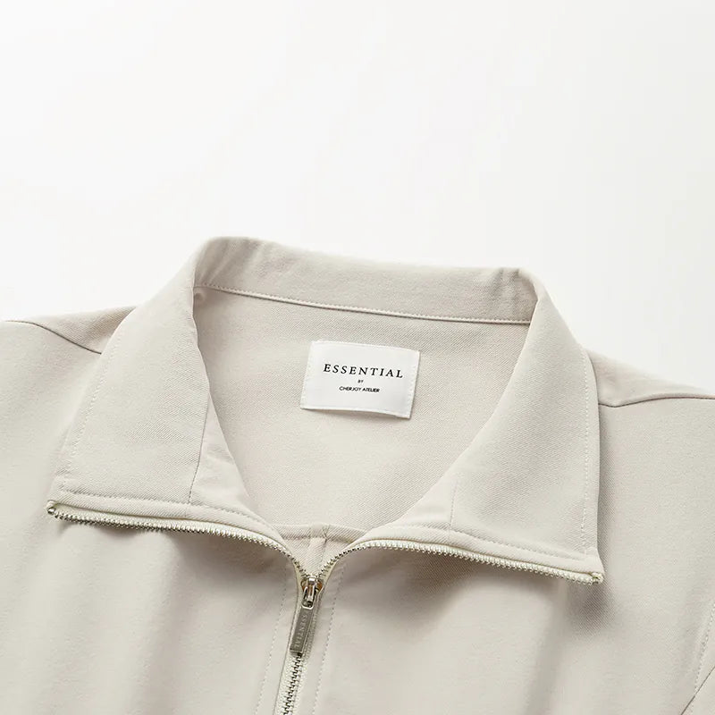 “Essential Golf Collection” 高科技防曬(UV 50+)面料拉鍊收腰背心 — 灰白