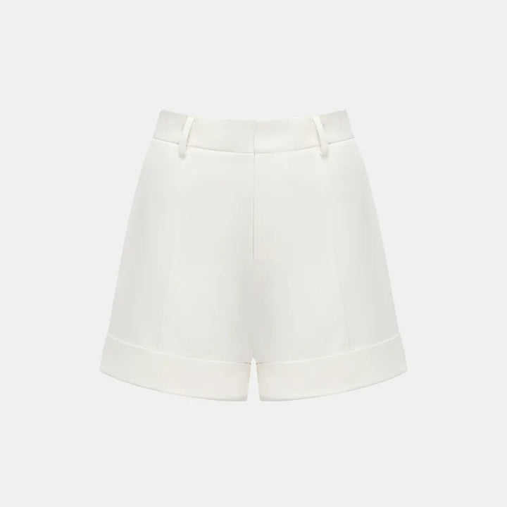“英式優雅” 壓線西裝短褲 —  白
