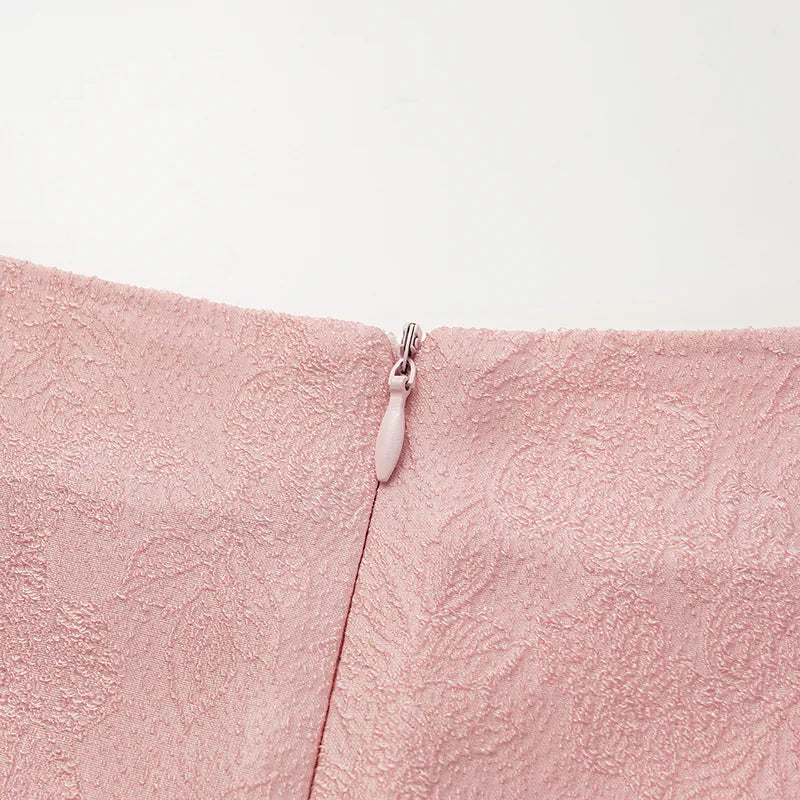 “嫻靜自在” 提花寬鬆洋裝 — 玫瑰粉