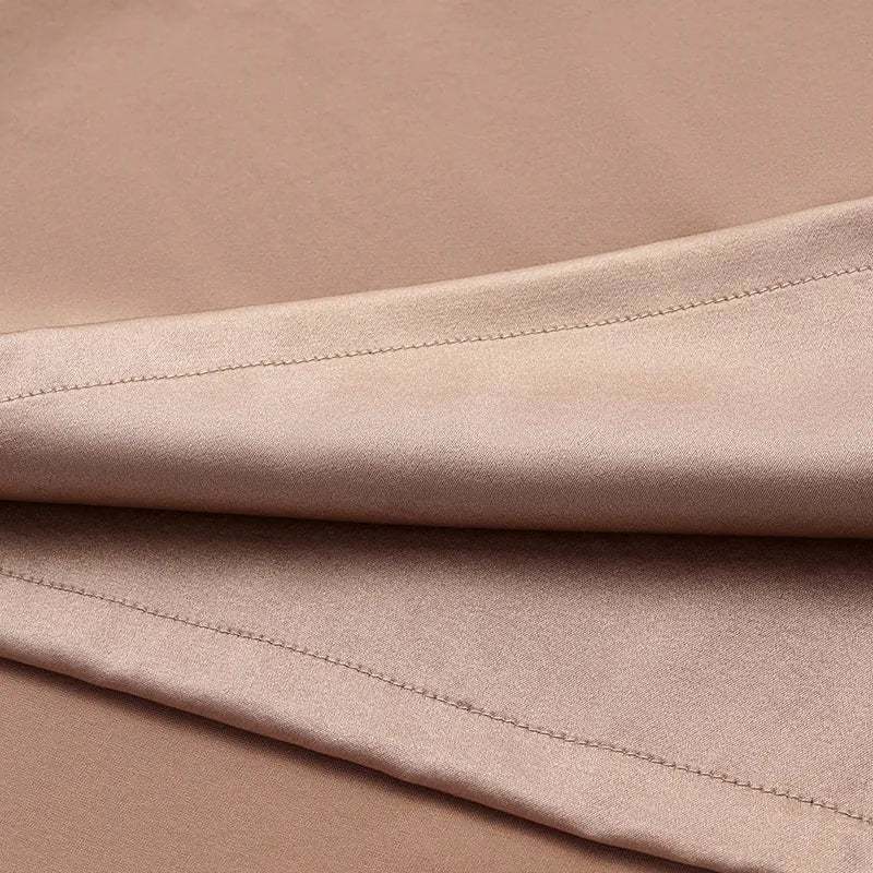 ”Date night elegance” 真絲不規則立體剪裁洋裝 —銅金