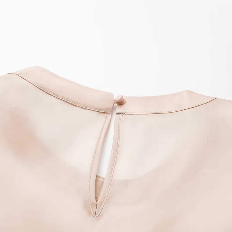 'Easy-Go Chic' silk organza oversized top — Nude 