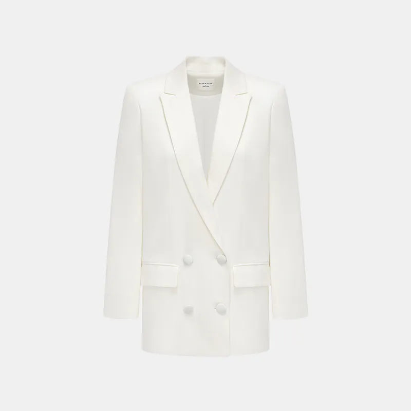"British Elegance" Oversized Blazer - White 