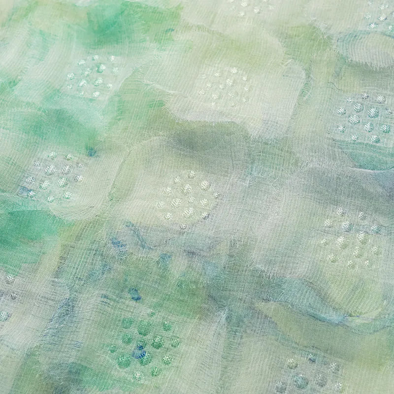 "Imperial Garden Teatime" Ruffo Coli 義大利高級訂製立體工藝面料國風上衣 — 翠綠飄花