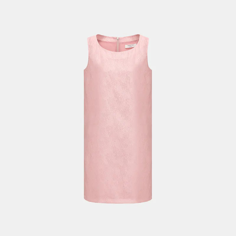 “嫻靜自在” 提花寬鬆洋裝 — 玫瑰粉