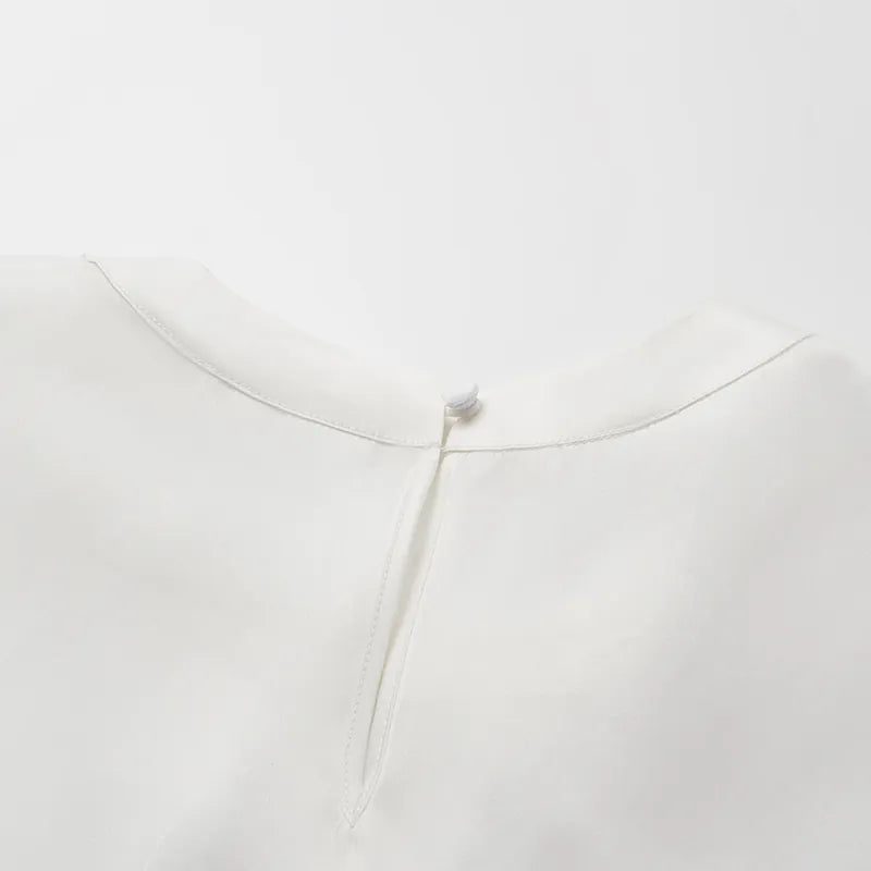 "Easy-Go Chic" silk organza oversized top — White 