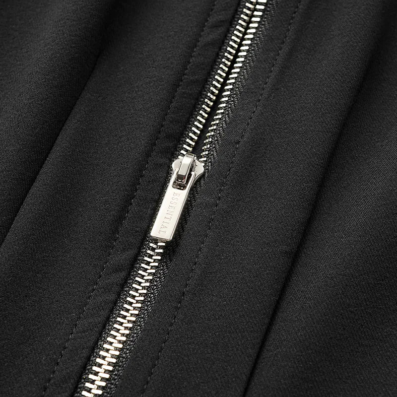 "Essential Golf Collection" High-Tech Sun Protection (UV 50+) Fabric Zipper Waist Vest - Black 