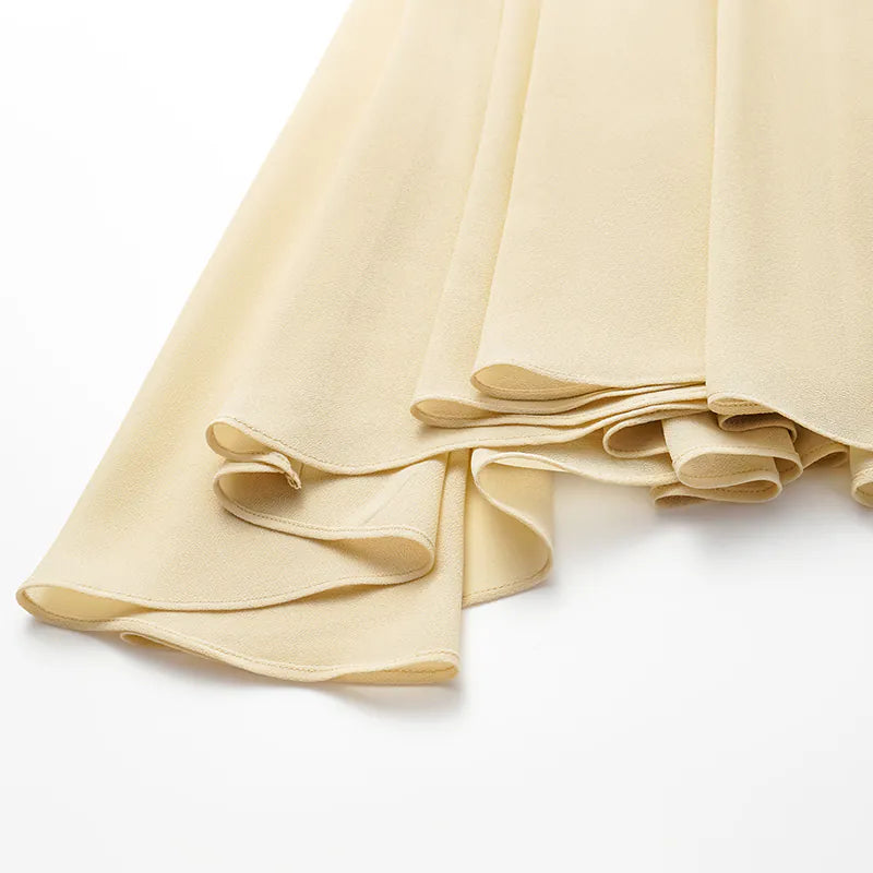 “Easy-Go Chic”  雪紡超大百褶不規則裙 — 沙色