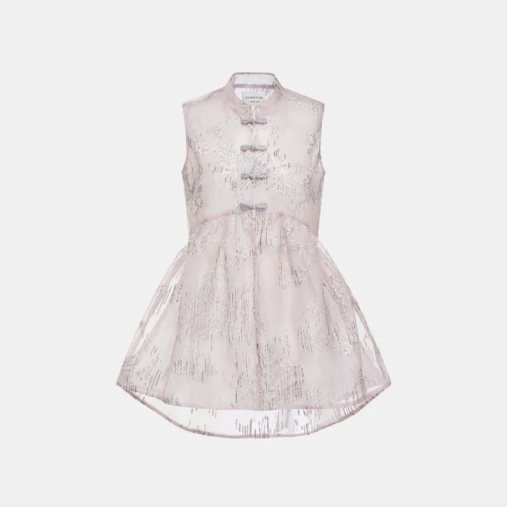 "Imperial Garden Teatime" custom jacquard fabric light Chinese style vest vest - lavender purple 