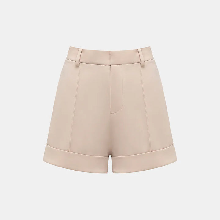 “英式優雅” 壓線西裝短褲— 裸色